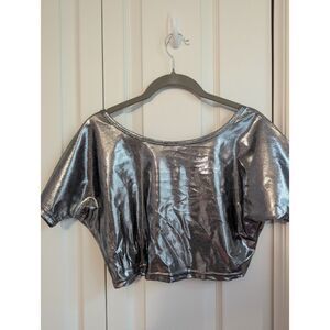 Rebel Athletic metallic silver - pewter crop top YM